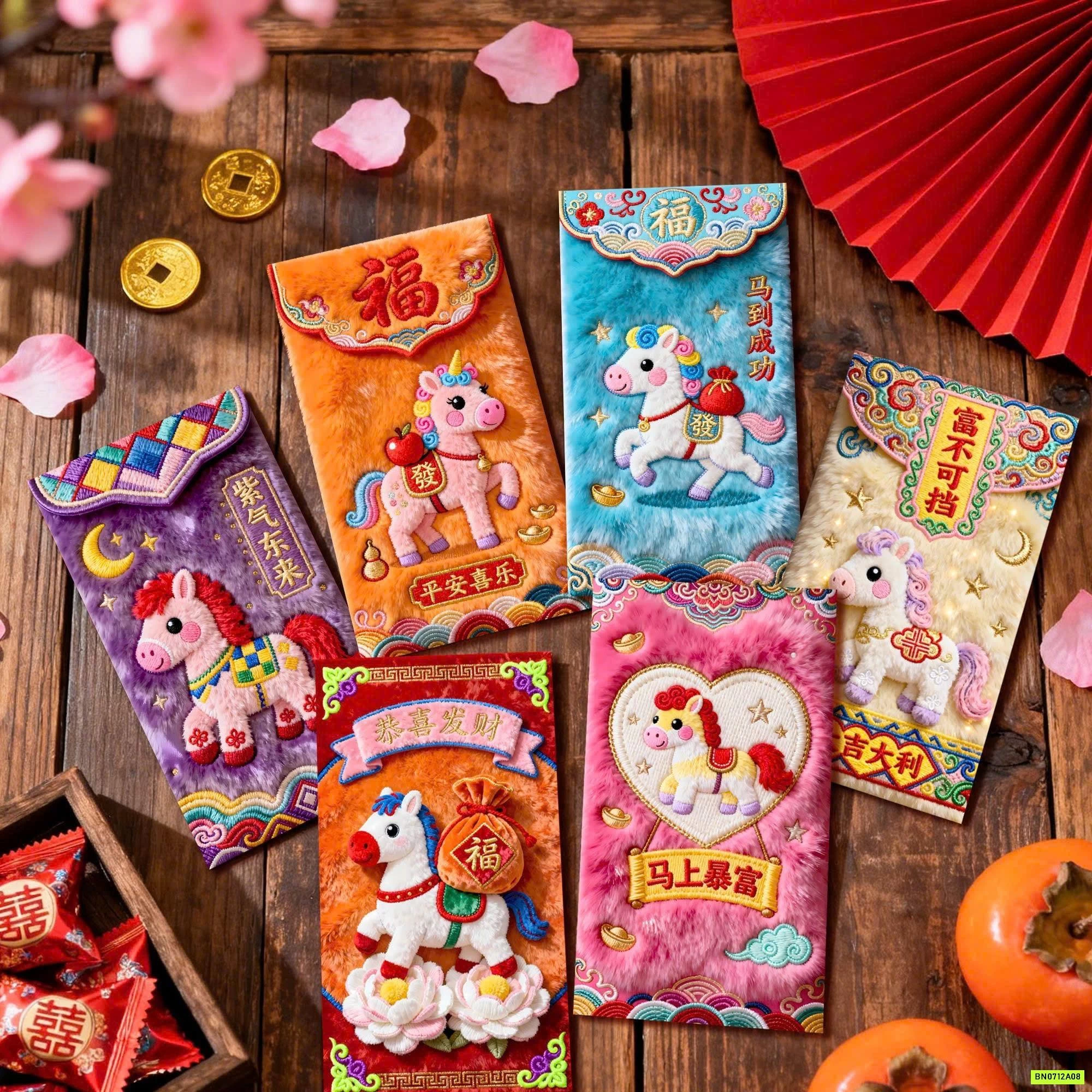 COMBO 30 LÌ XÌ 3D NGỰA SẮC MÀU