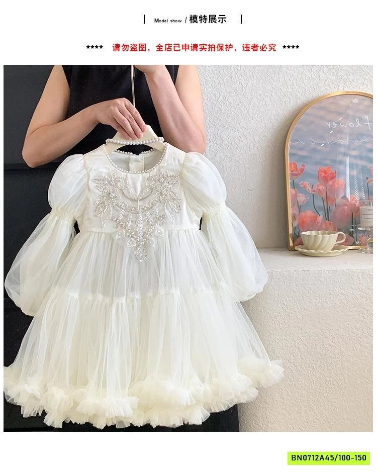 ĐẦM CÔNG CHÚA TRẮNG ĐÍNH CƯỜM BLUETOWN