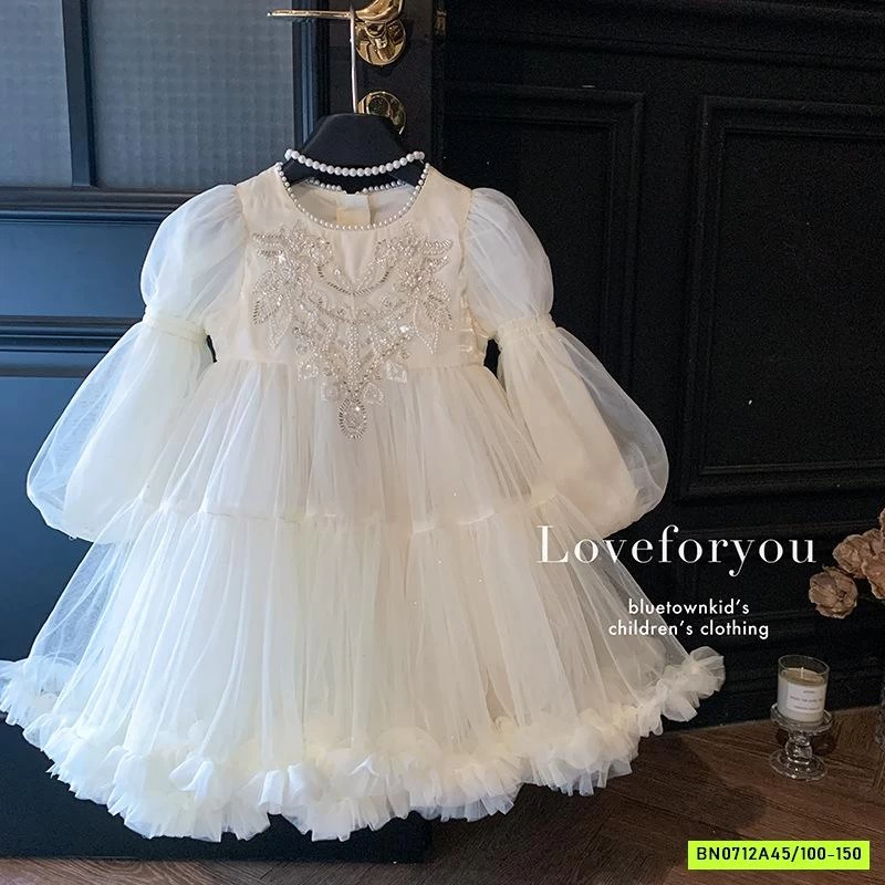 ĐẦM CÔNG CHÚA TRẮNG ĐÍNH CƯỜM BLUETOWN