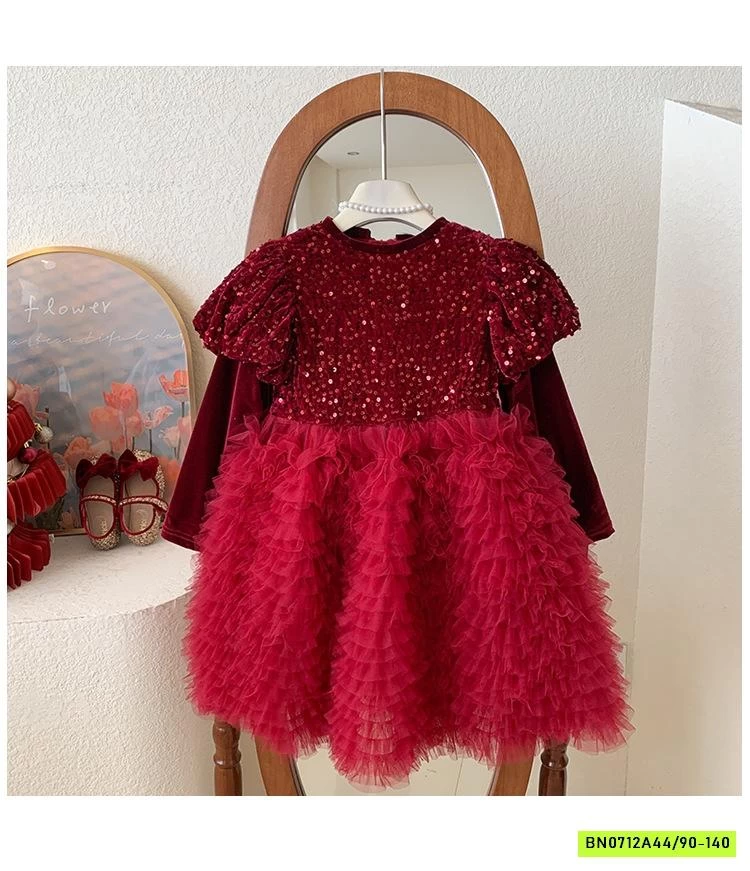 ĐẦM CÔNG CHÚA ĐỎ BLING LÓT NHUNG BLUETOWN