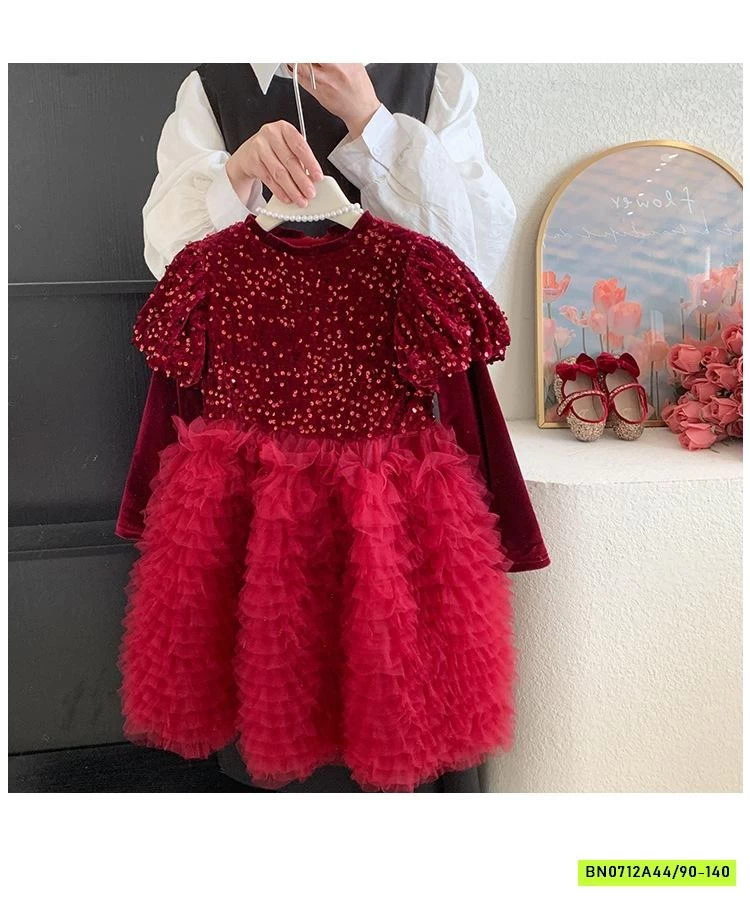 ĐẦM CÔNG CHÚA ĐỎ BLING LÓT NHUNG BLUETOWN