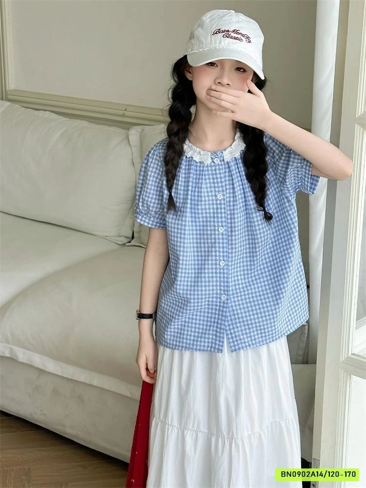 SÉT SƠ MI CARO XANH MIX CV TRẮNG