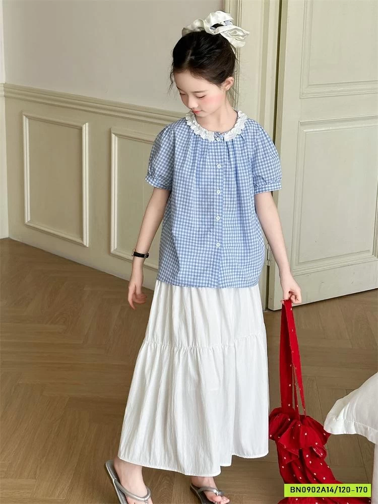 SÉT SƠ MI CARO XANH MIX CV TRẮNG