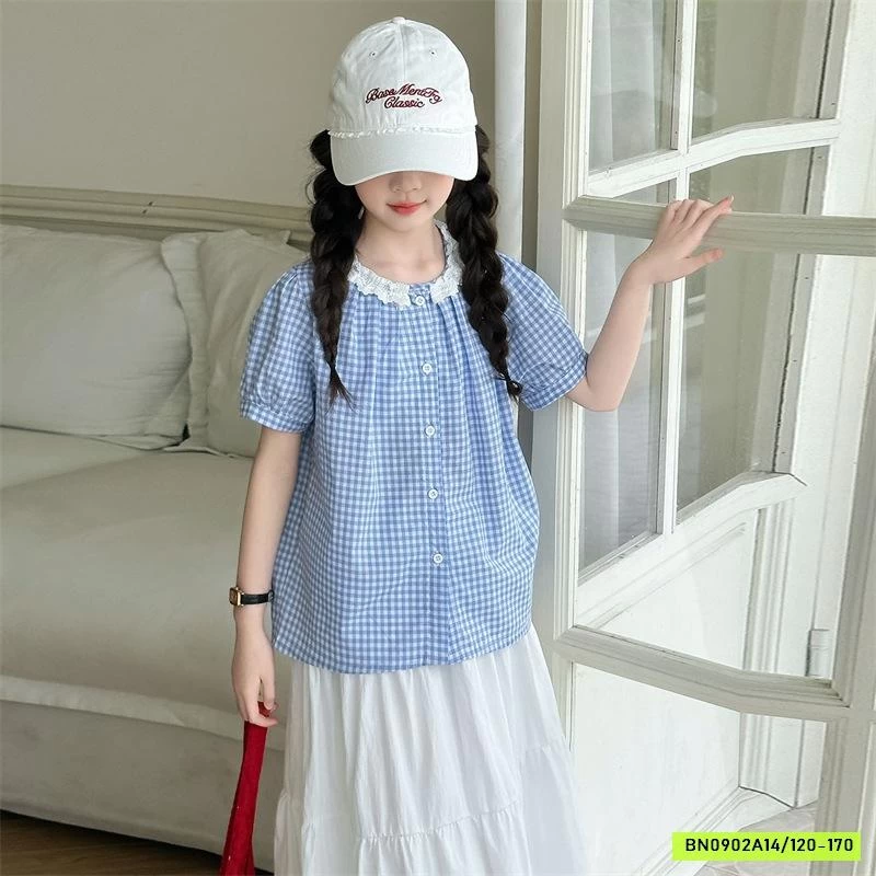 SÉT SƠ MI CARO XANH MIX CV TRẮNG