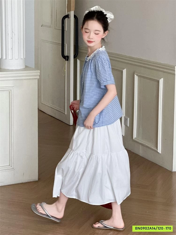 SÉT SƠ MI CARO XANH MIX CV TRẮNG