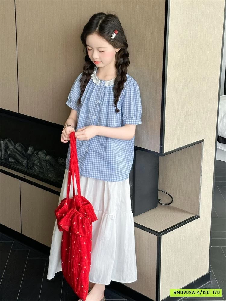 SÉT SƠ MI CARO XANH MIX CV TRẮNG