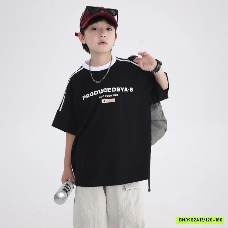 ÁO THUN SỌC VAI IN CHỮ