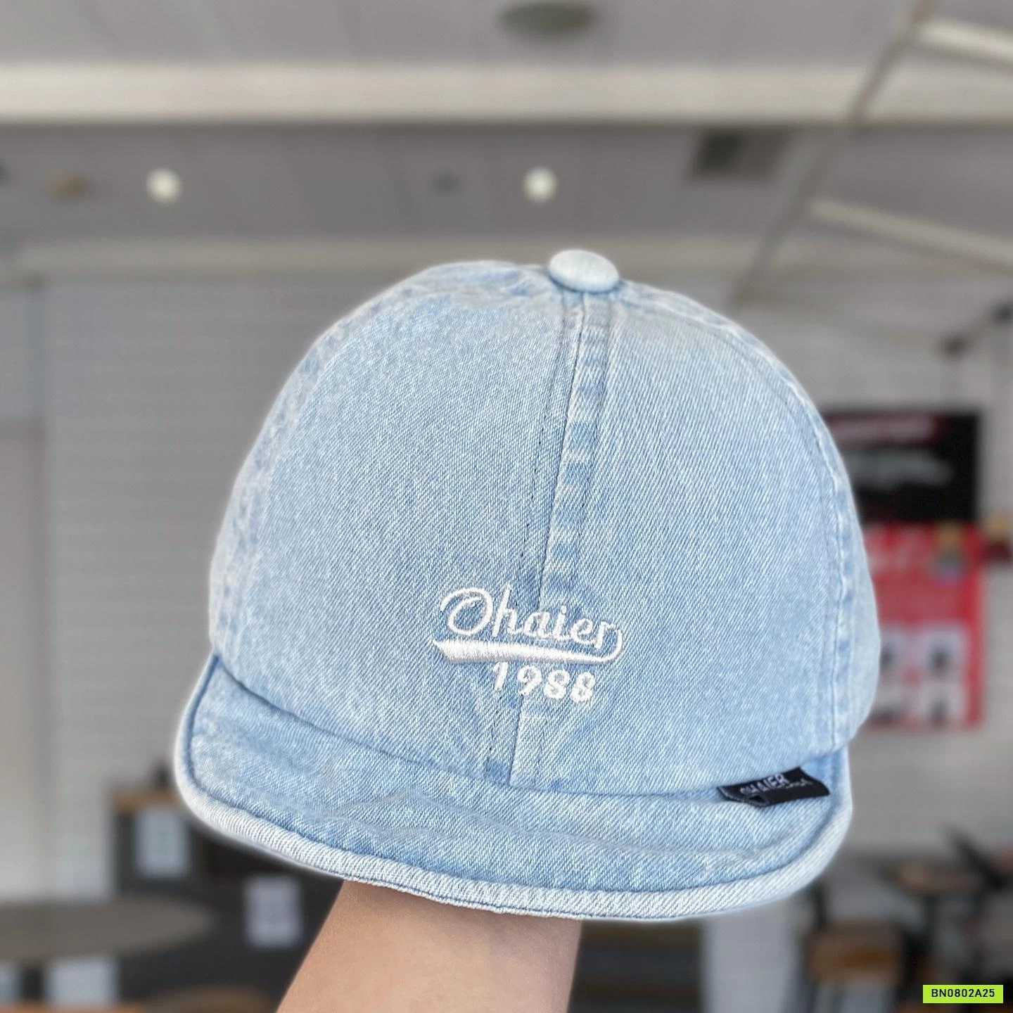 MŨ JEANS THÊU CHỮ