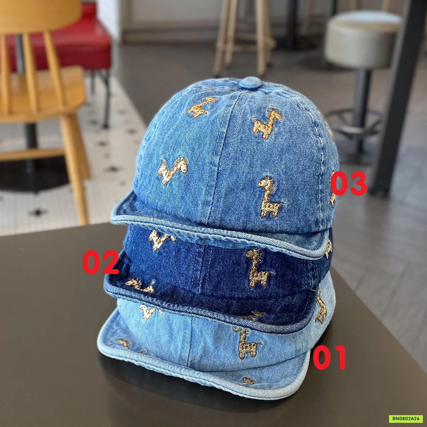 MŨ LƯỠI TRAI JEANS THÊU HƯƠU