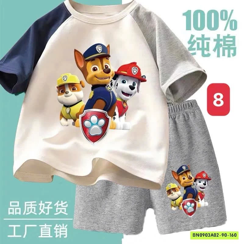 BỘ THUN IN HÌNH HOẠT HÌNH CHO BÉ TRAI hết sale