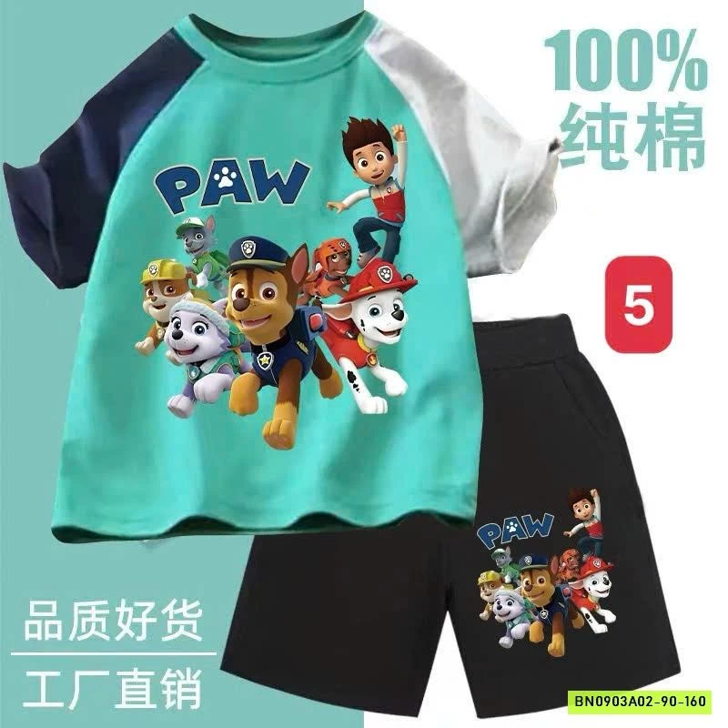 BỘ THUN IN HÌNH HOẠT HÌNH CHO BÉ TRAI hết sale