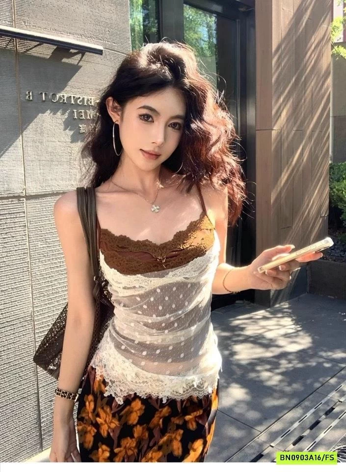 ÁO 2 DÂY PHỐI REN