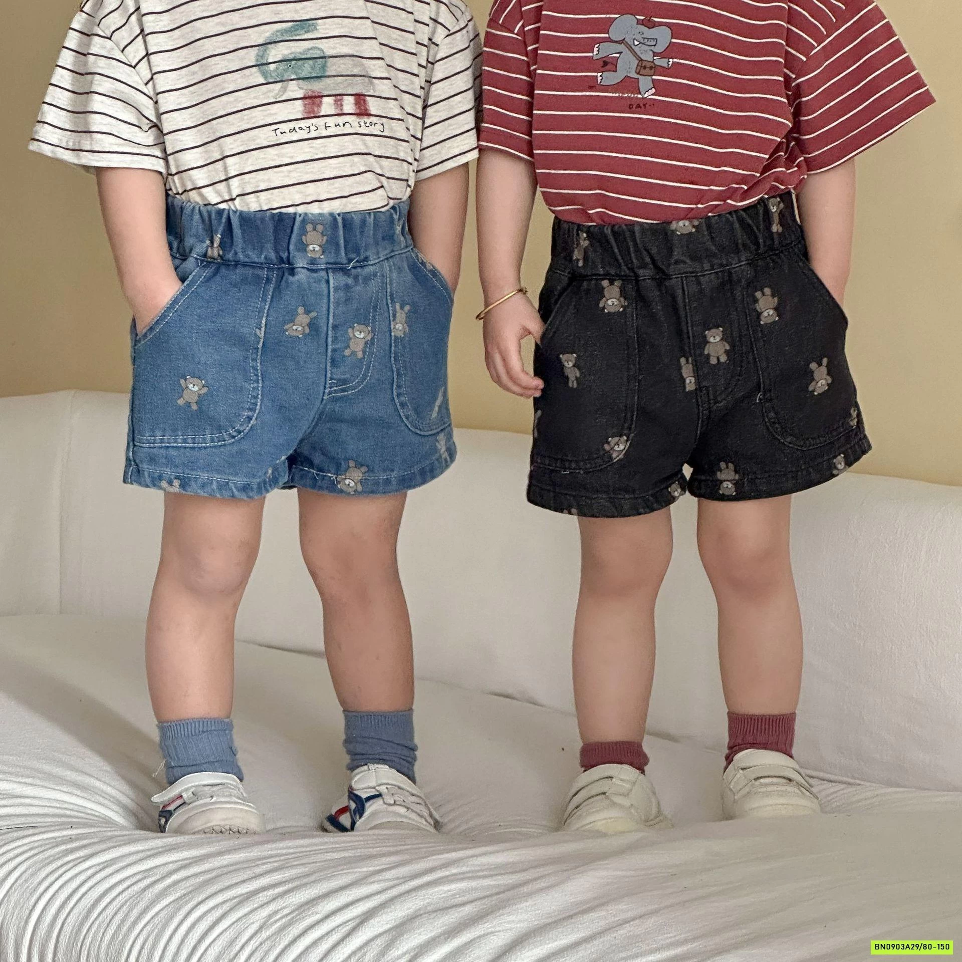 SHORT JEANS THÊU GẤU