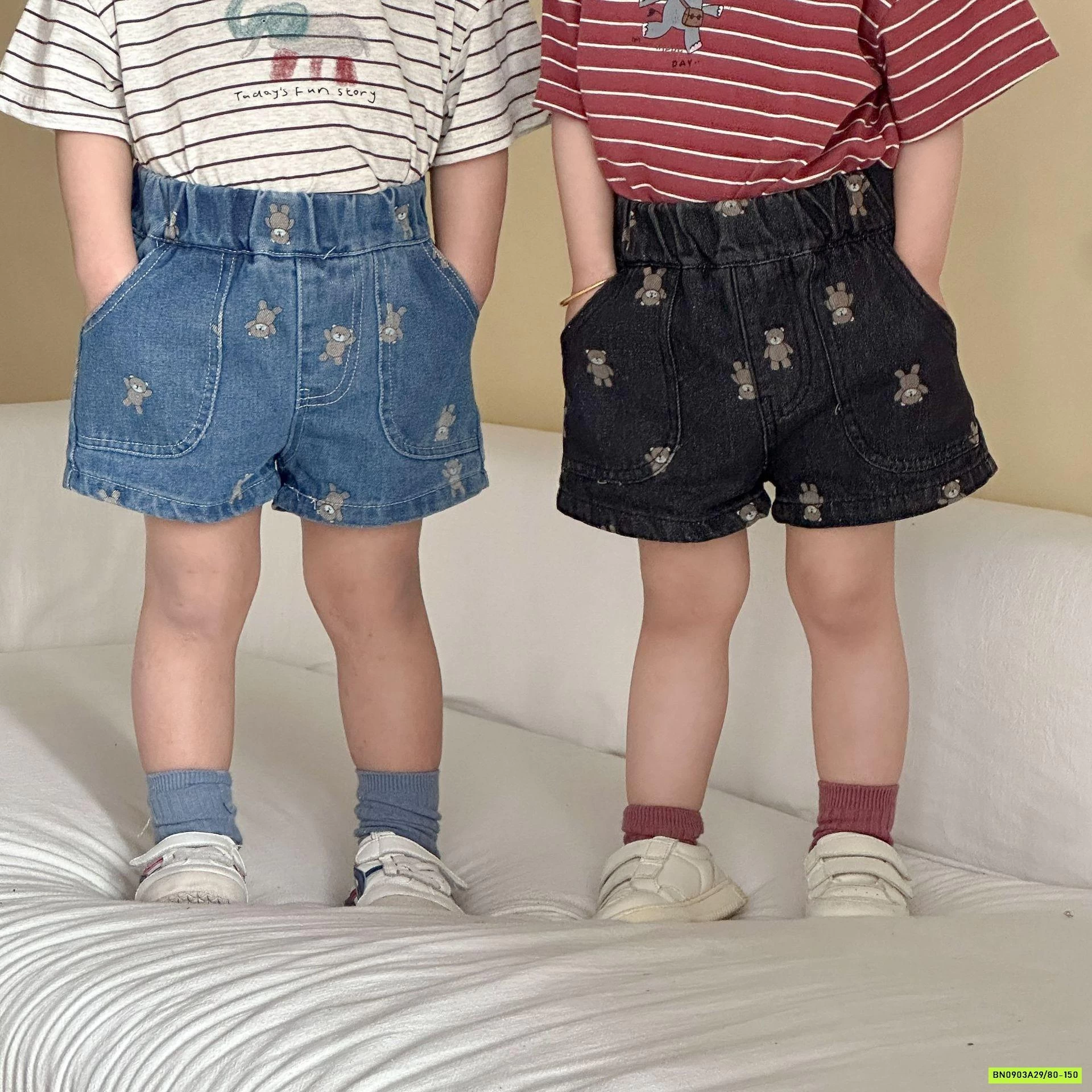 SHORT JEANS THÊU GẤU