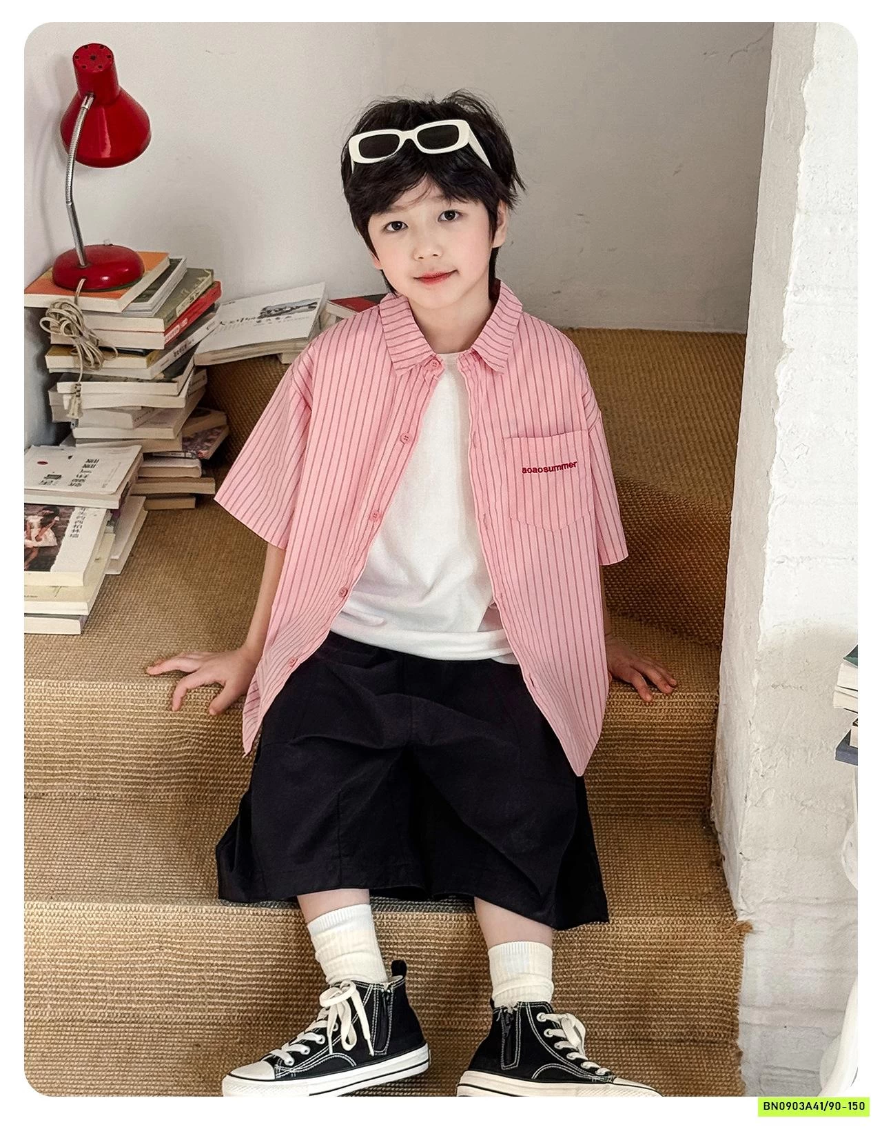 SƠ MI SỌC HỒNG AX6042 AOAOKIDS