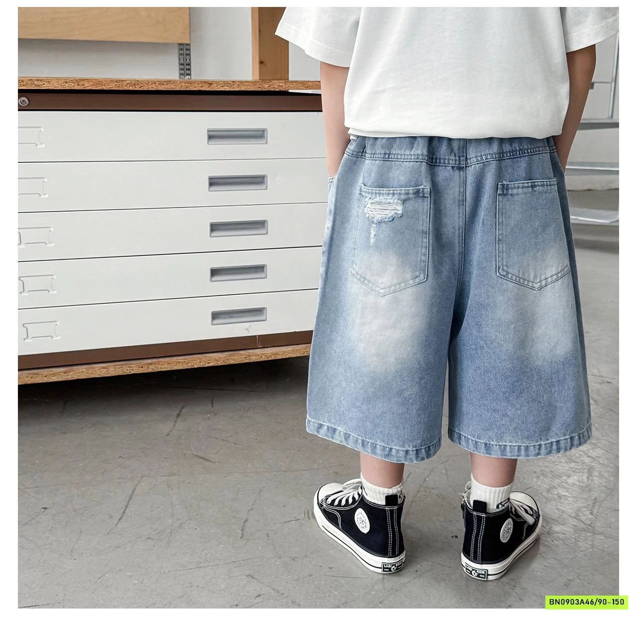 SHORT JEANS RÁCH GỐI AX6065 AOAOKIDS
