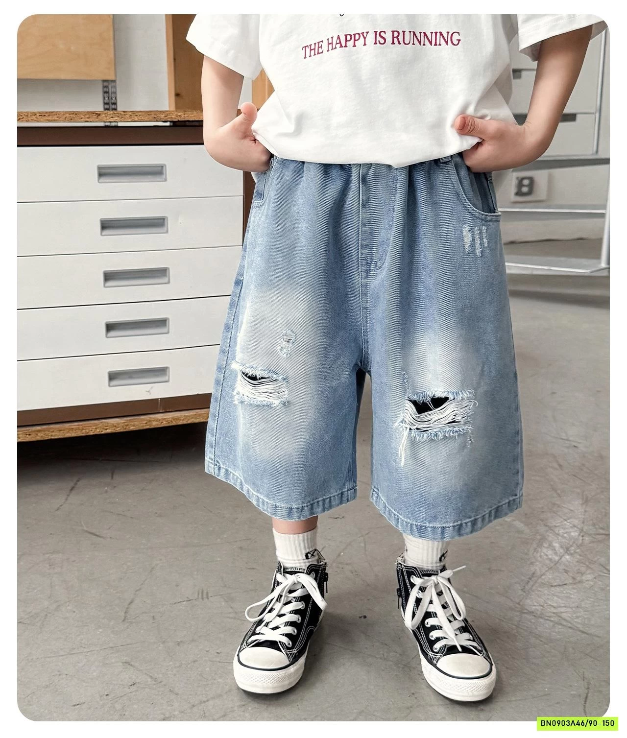 SHORT JEANS RÁCH GỐI AX6065 AOAOKIDS