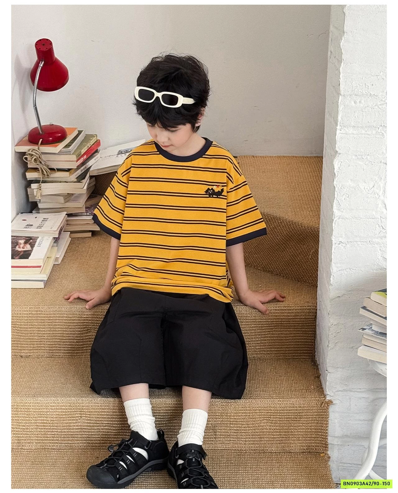 ÁO THUN CAM KẺ ĐEN AX6006 AOAOKIDS