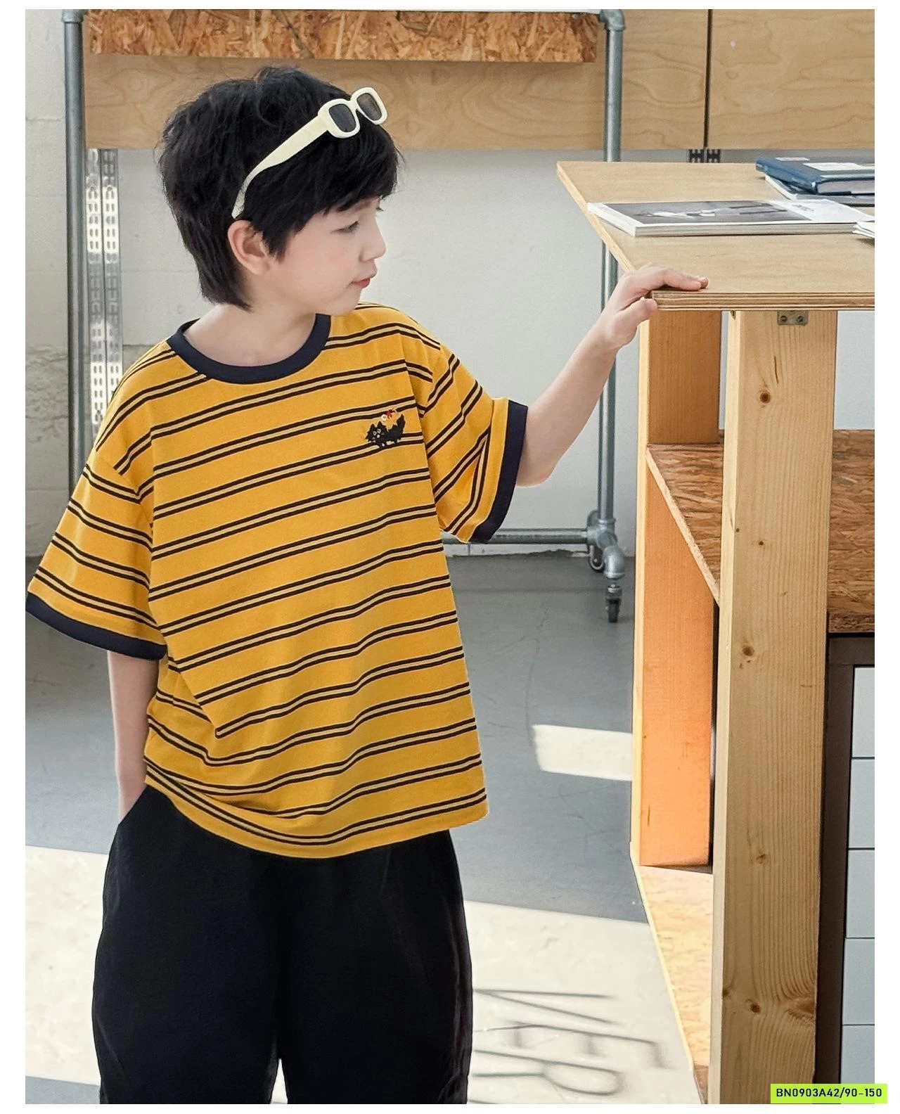 ÁO THUN CAM KẺ ĐEN AX6006 AOAOKIDS