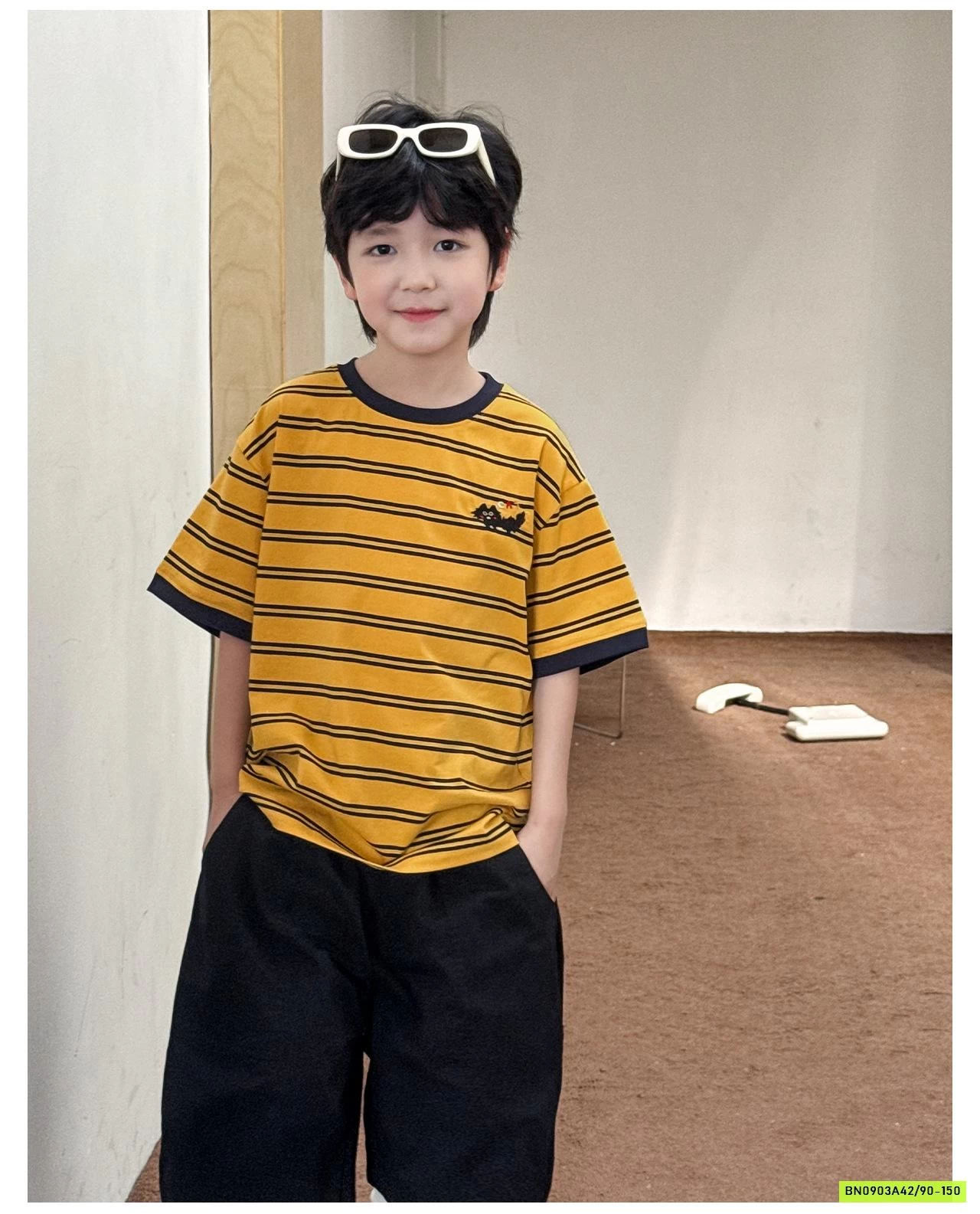 ÁO THUN CAM KẺ ĐEN AX6006 AOAOKIDS