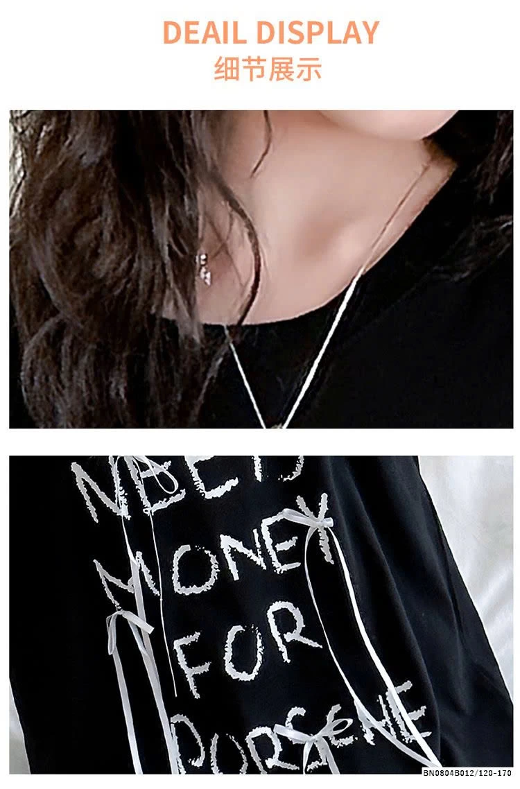 ÁO THUN CHỮ DÁNG DÀI GIẤU QUẦN BÉ GÁI