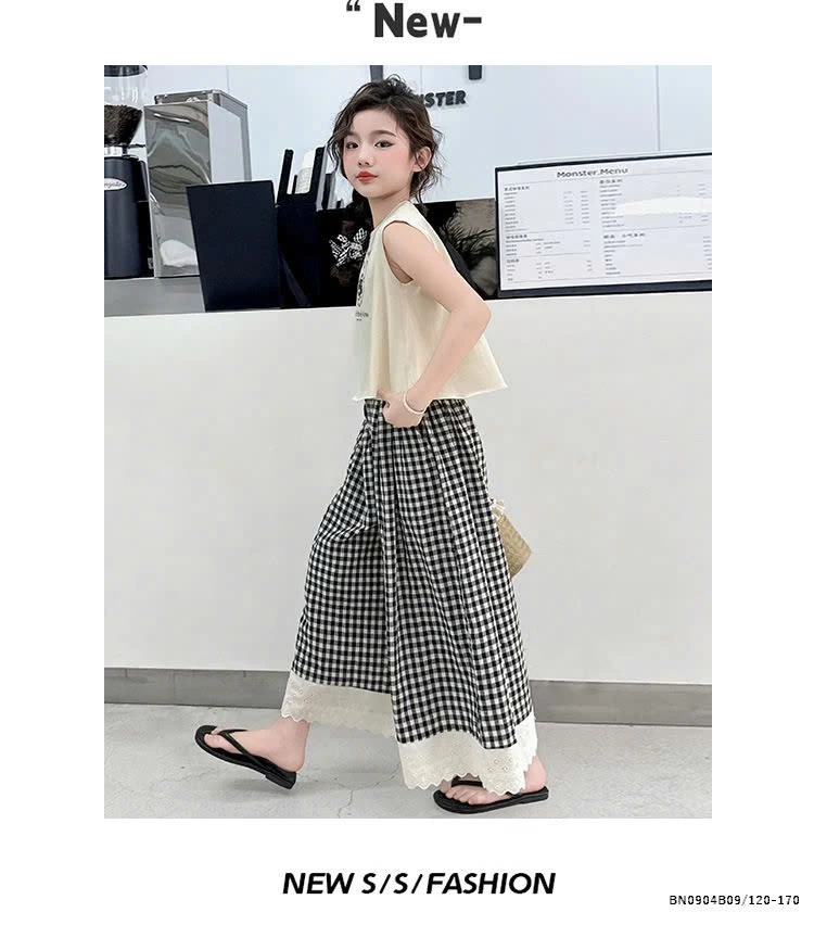 SÉT ÁO SÁT NÁCH QUẦN ỐNG RỘNG CARO