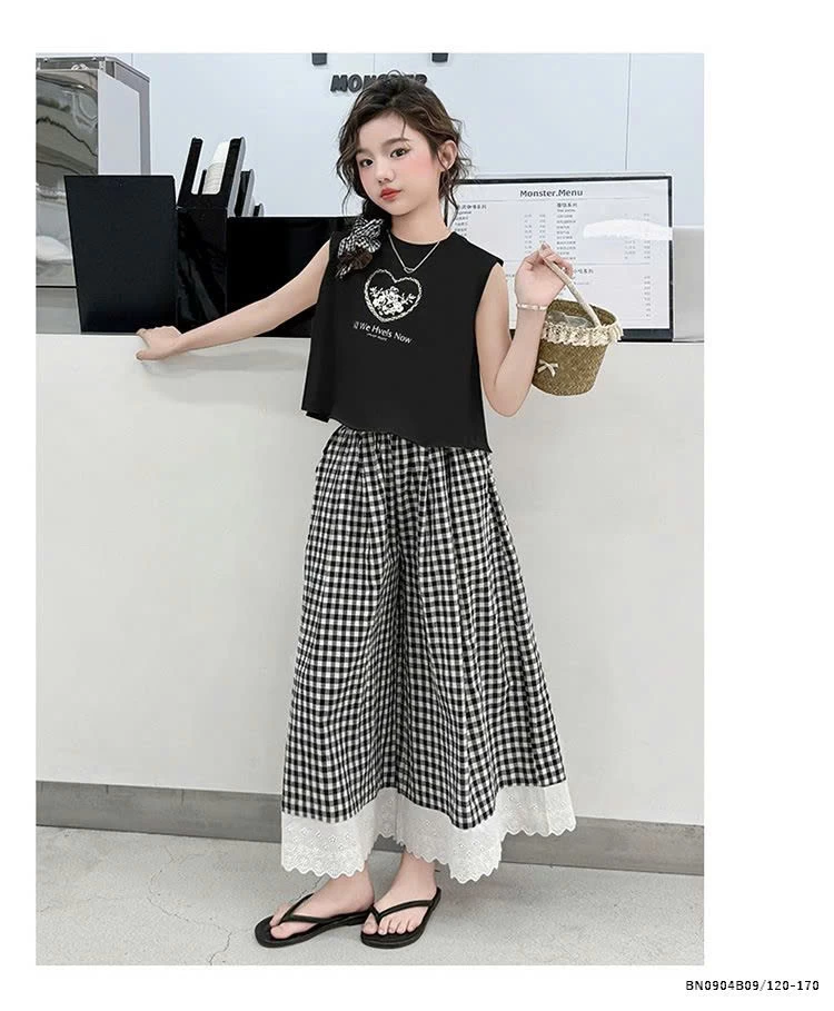 SÉT ÁO SÁT NÁCH QUẦN ỐNG RỘNG CARO