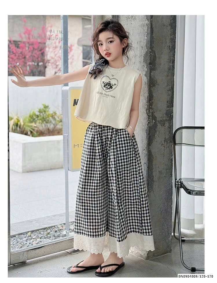 SÉT ÁO SÁT NÁCH QUẦN ỐNG RỘNG CARO