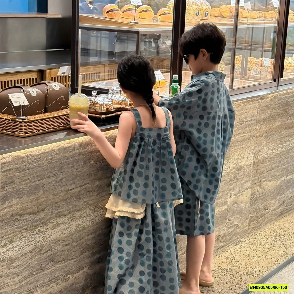 COUPLE XANH CHẤM BI KUMAIKIDS