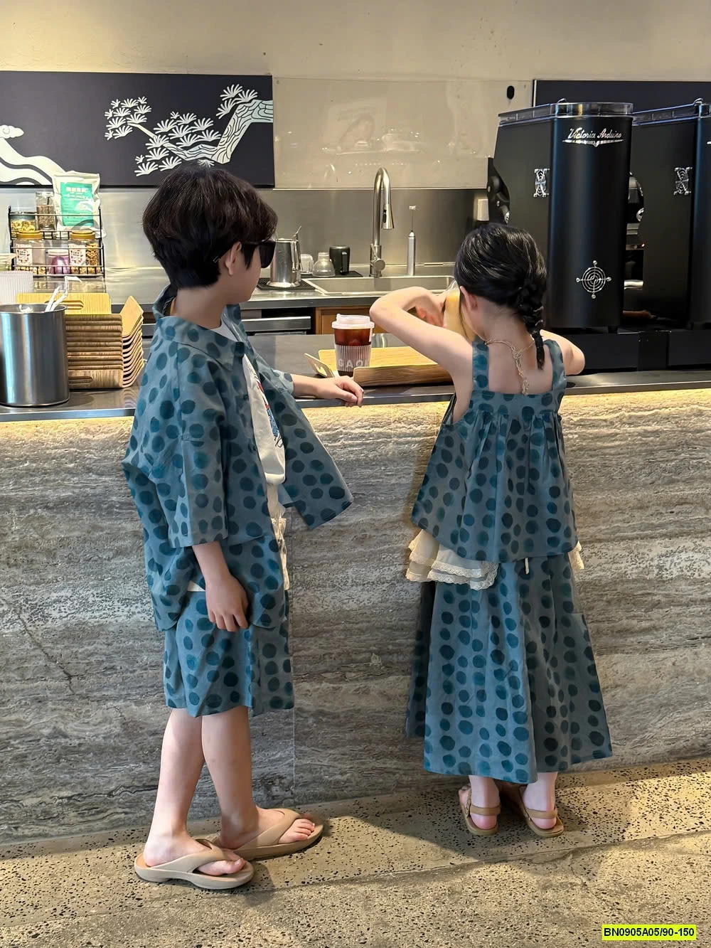 COUPLE XANH CHẤM BI KUMAIKIDS