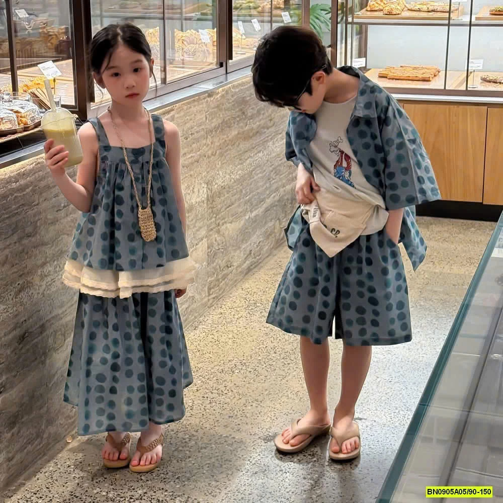 COUPLE XANH CHẤM BI KUMAIKIDS