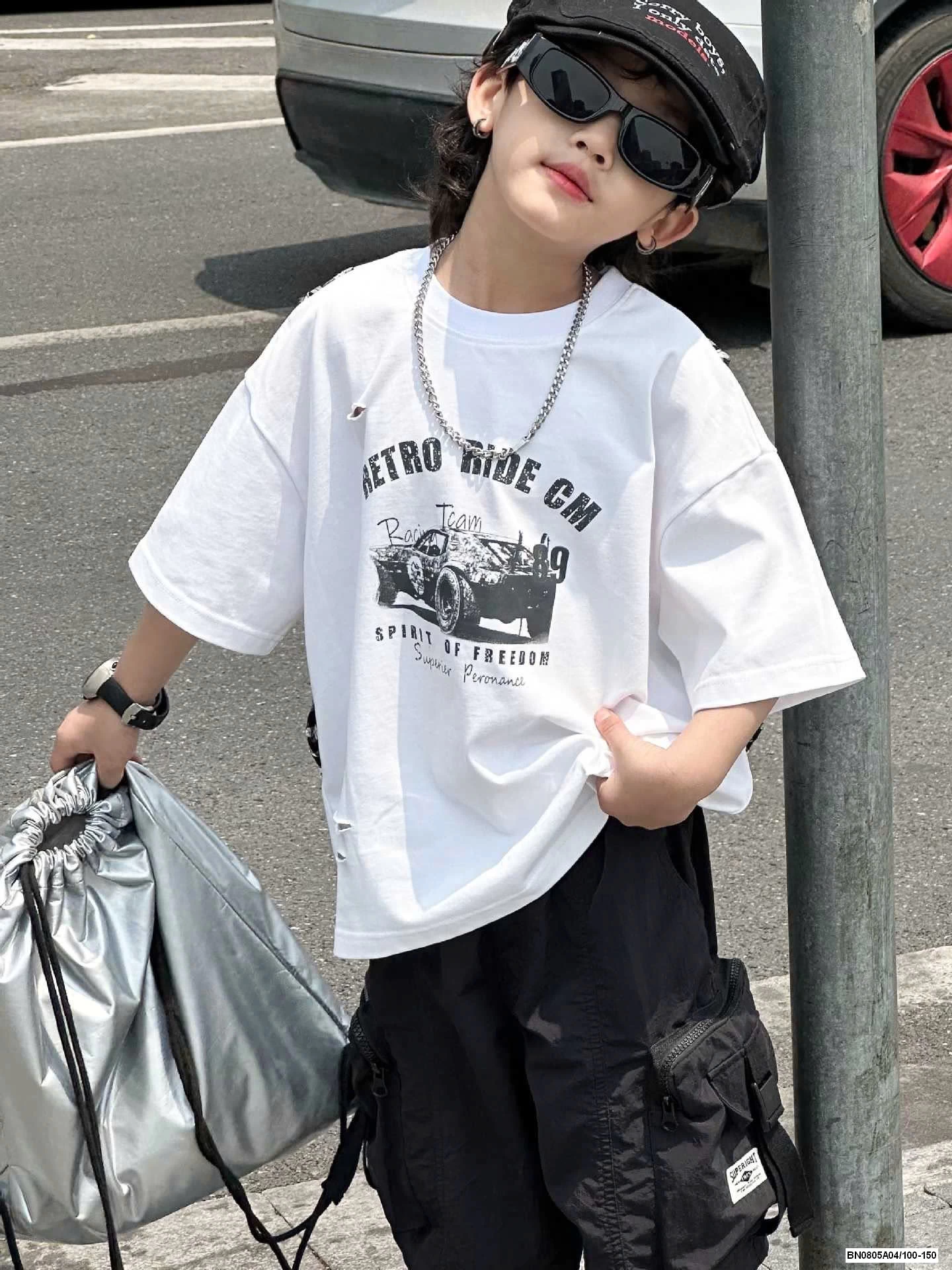 ÁO THUN RÁCH PHỐI CARO