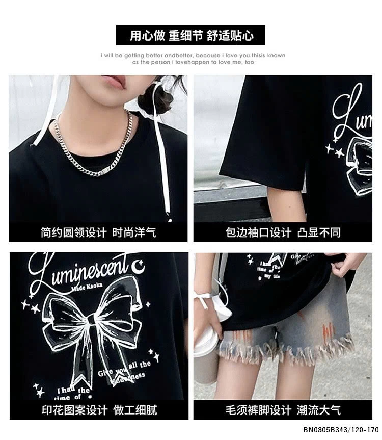 SÉT ÁO THUN NƠ MIX QUẦN SHORT JEAN TUA RUA