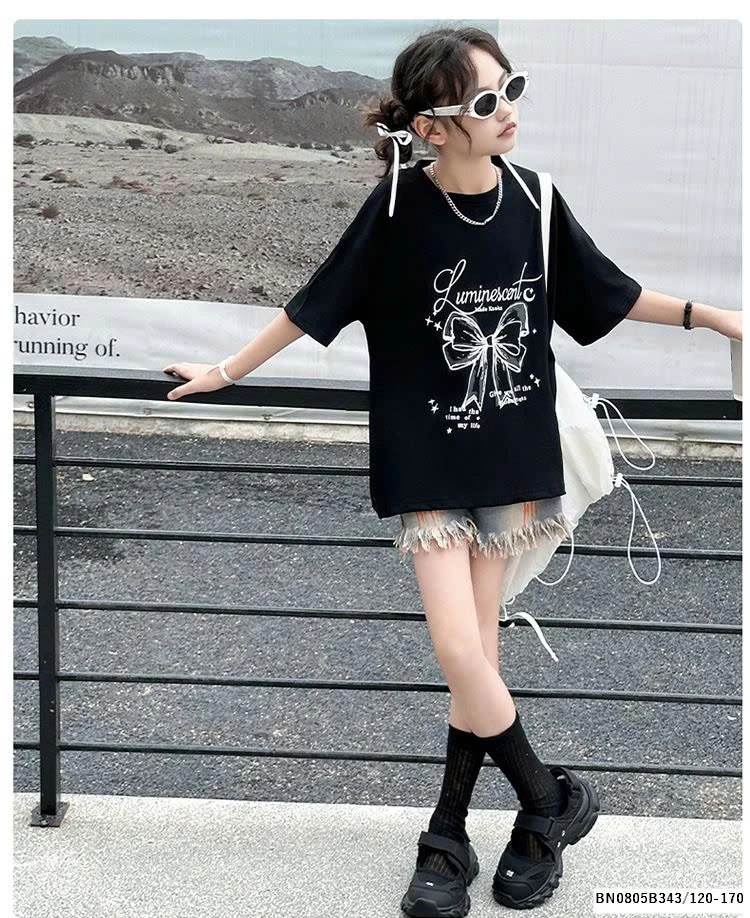 SÉT ÁO THUN NƠ MIX QUẦN SHORT JEAN TUA RUA