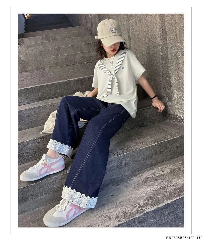 SÉT ÁO THUN LIỀN KHĂN MIX QUẦN JEAN SUÔNG