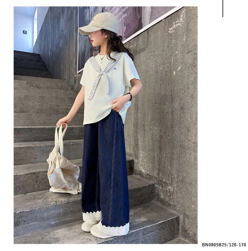 SÉT ÁO THUN LIỀN KHĂN MIX QUẦN JEAN SUÔNG