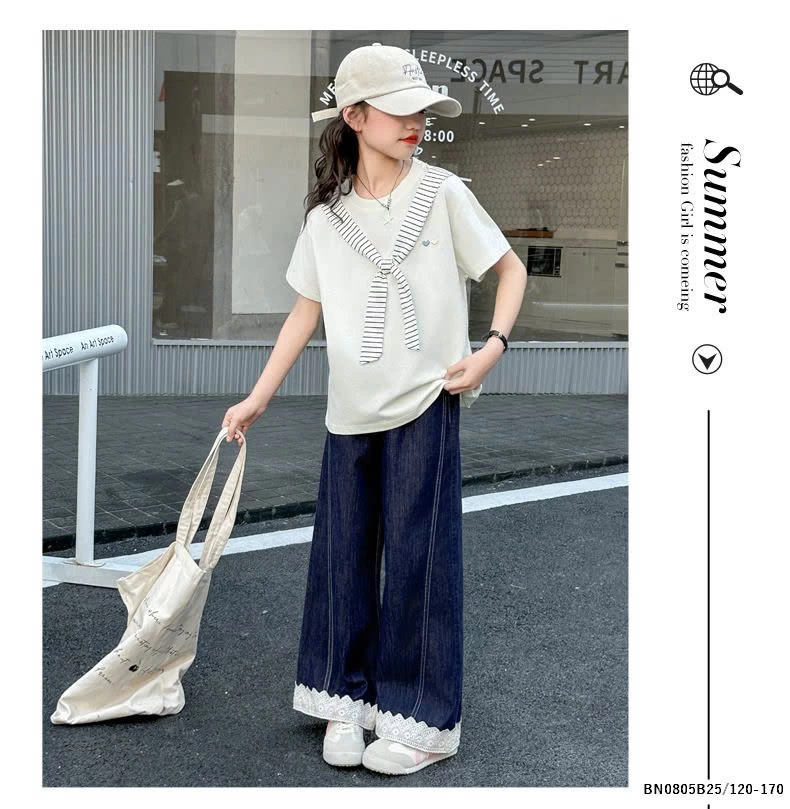 SÉT ÁO THUN LIỀN KHĂN MIX QUẦN JEAN SUÔNG