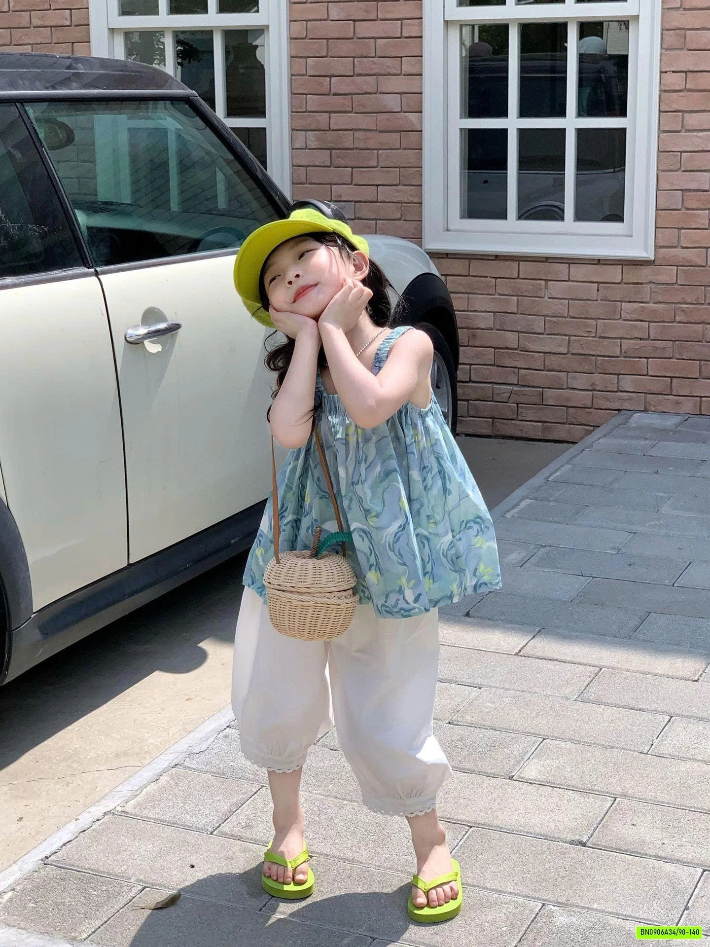 ÁO 2 DÂY HOA XANH MIX QUẦN BOOM LỠ