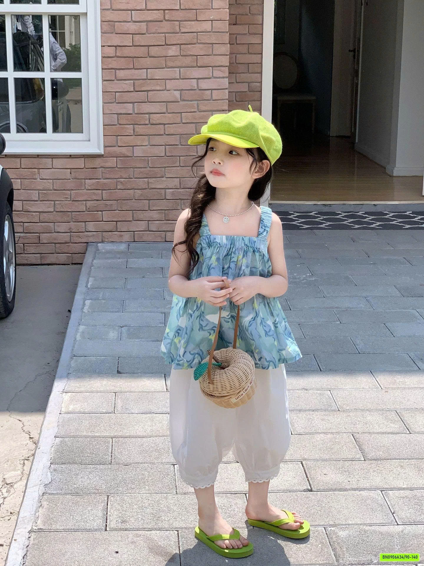 ÁO 2 DÂY HOA XANH MIX QUẦN BOOM LỠ