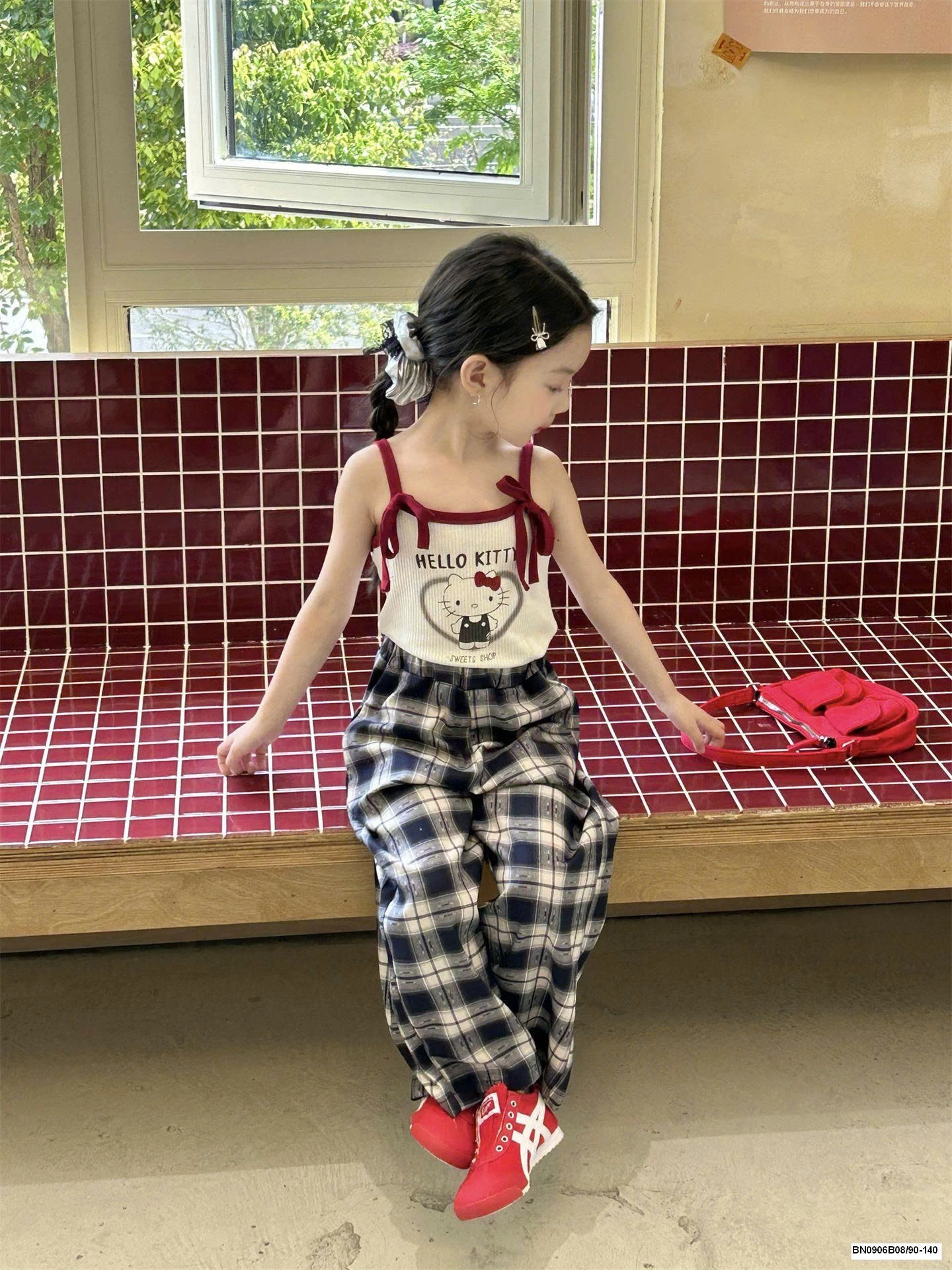 SET ÁO 2 DÂY HELLO KITTY MIX SUÔNG KẺ