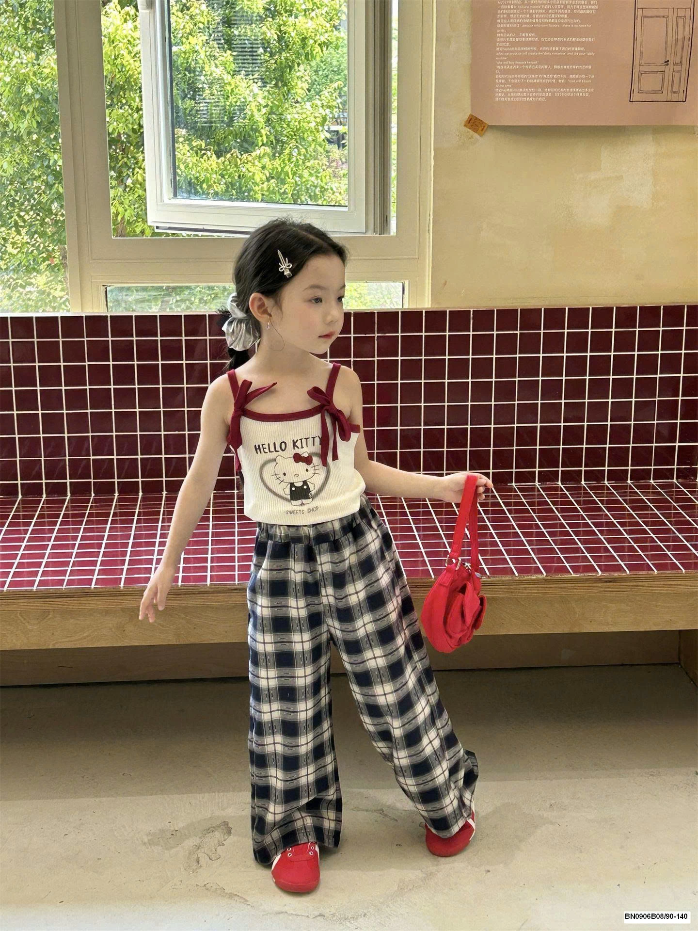 SET ÁO 2 DÂY HELLO KITTY MIX SUÔNG KẺ