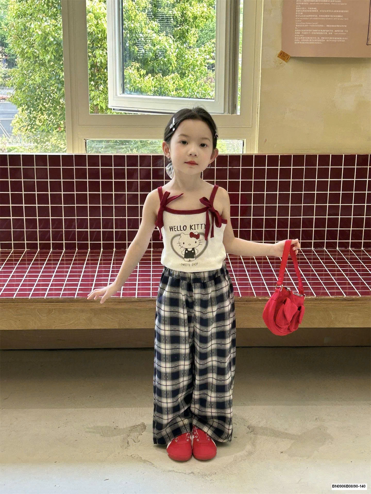 SET ÁO 2 DÂY HELLO KITTY MIX SUÔNG KẺ