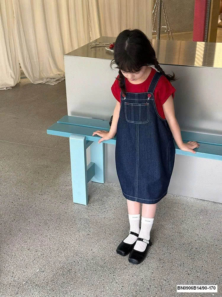 Set yếm jean mix áo thun  AMBB  25D073