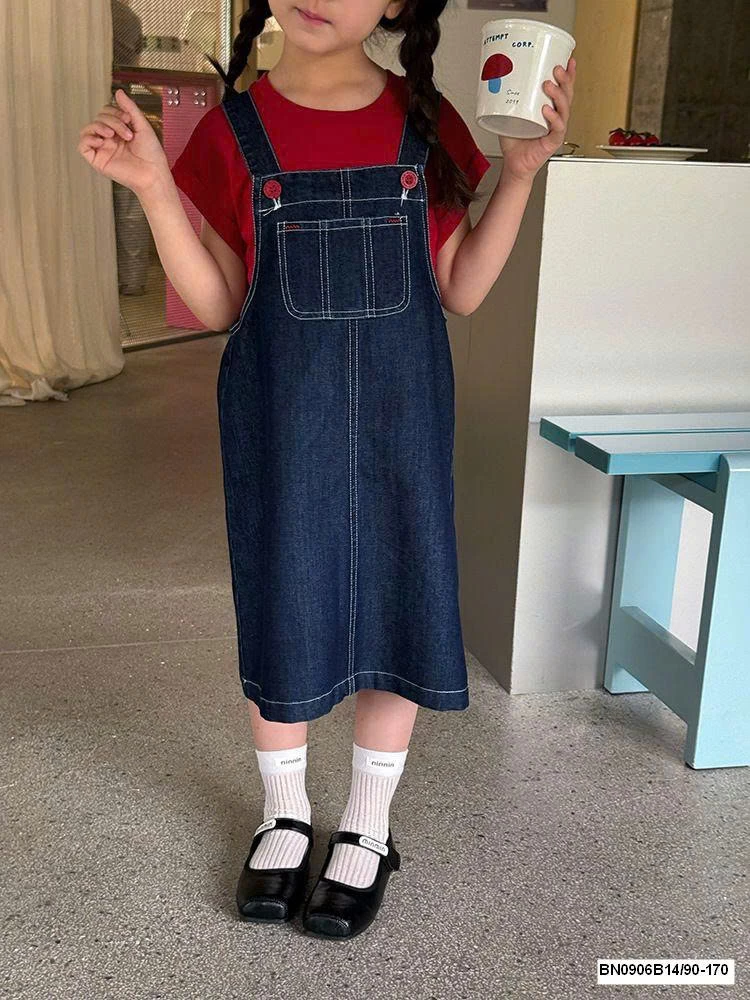 Set yếm jean mix áo thun  AMBB  25D073