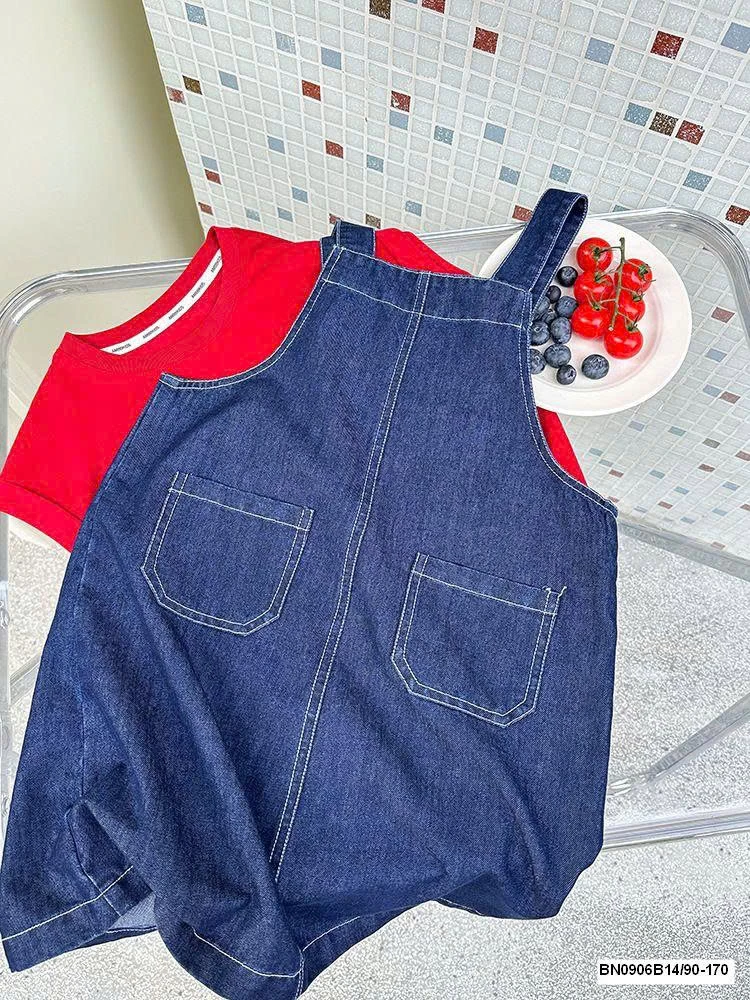 Set yếm jean mix áo thun  AMBB  25D073