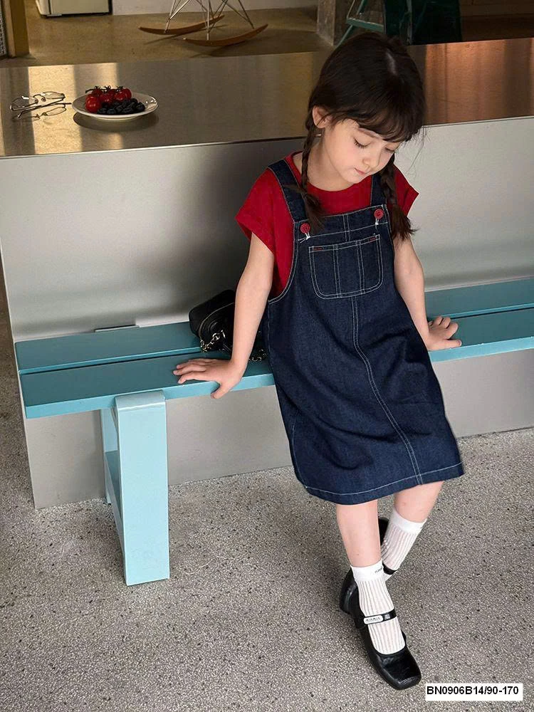 Set yếm jean mix áo thun  AMBB  25D073