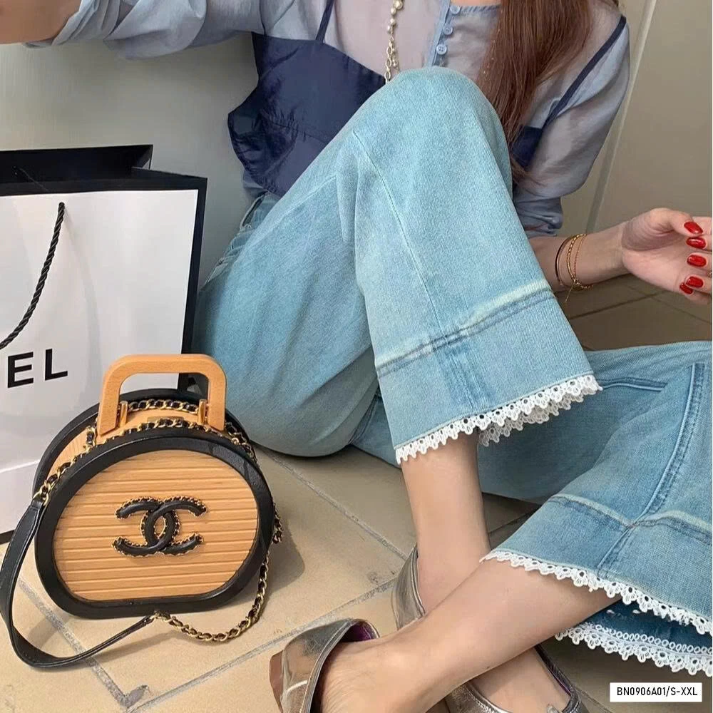 JEANS SUÔNG VIỀN REN