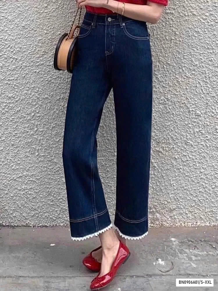 JEANS SUÔNG VIỀN REN