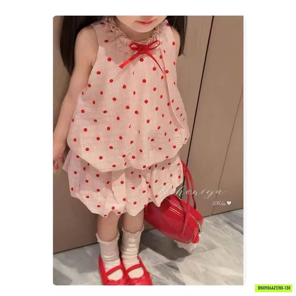 SÉT VÁY BÍ HỒNG CHẤM BI ĐỎ NINGLI