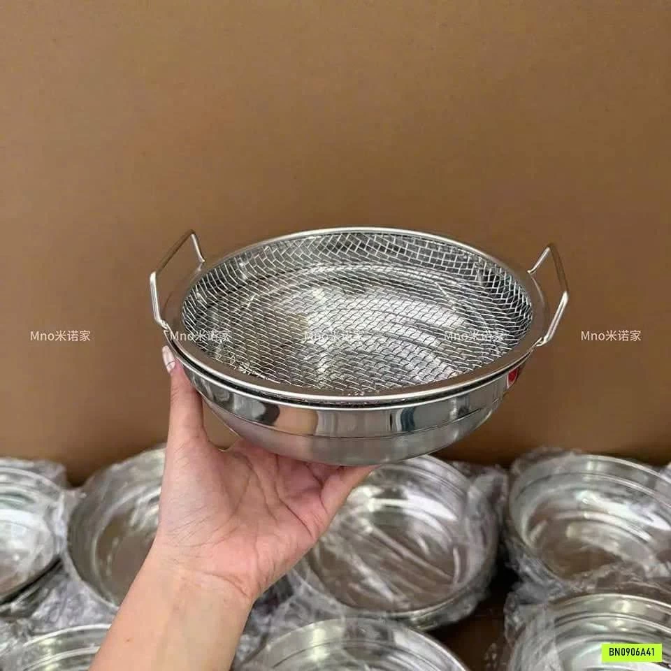 SET KHAY RỔ RÁO DẦU CAO CẤP INOX 304